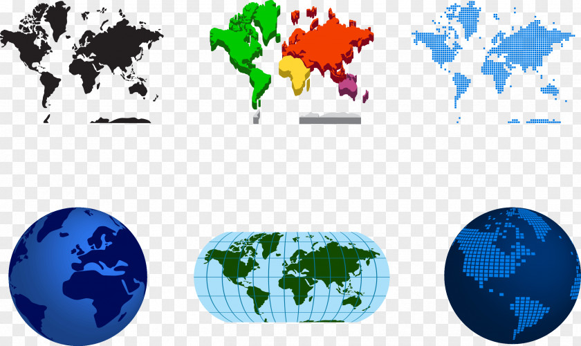 Vector Earth Globe World Map Illustration PNG