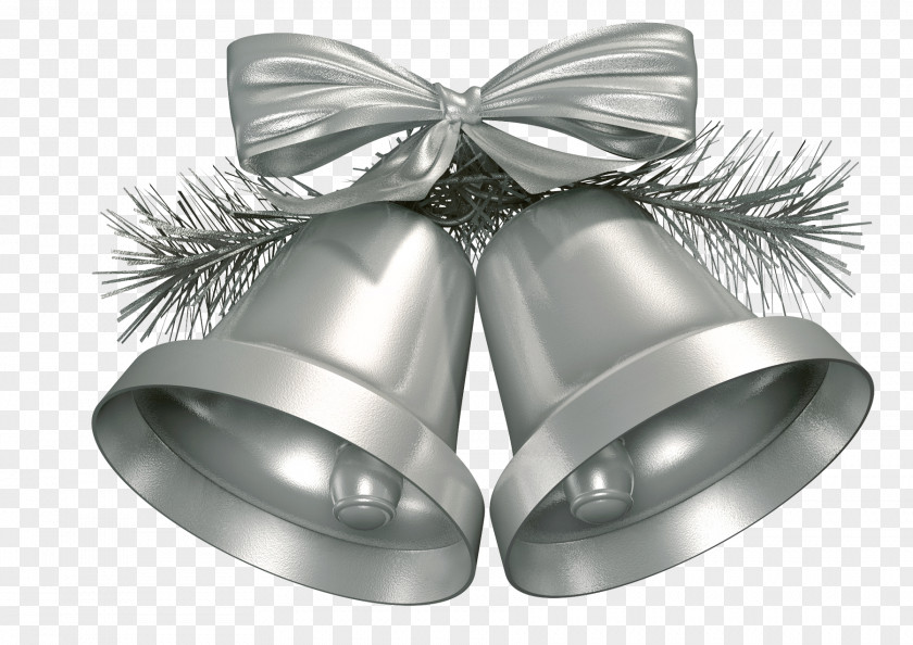 Christmas Silver Bell Decoration Jingle Ornament PNG