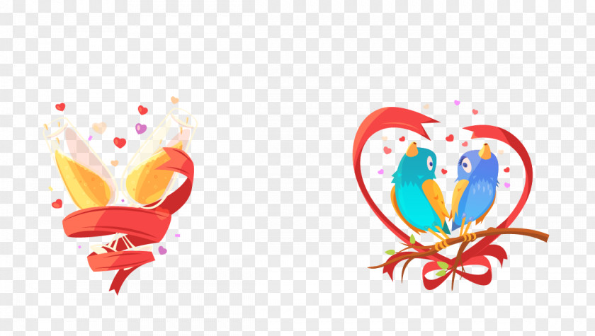 Vector Flowers Love Birds Lovebird Graphic Design Illustration PNG