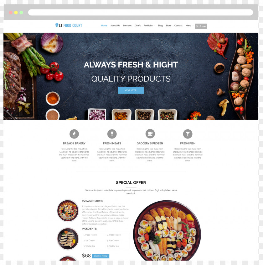 WordPress Food Court Responsive Web Design Take-out Restaurant PNG