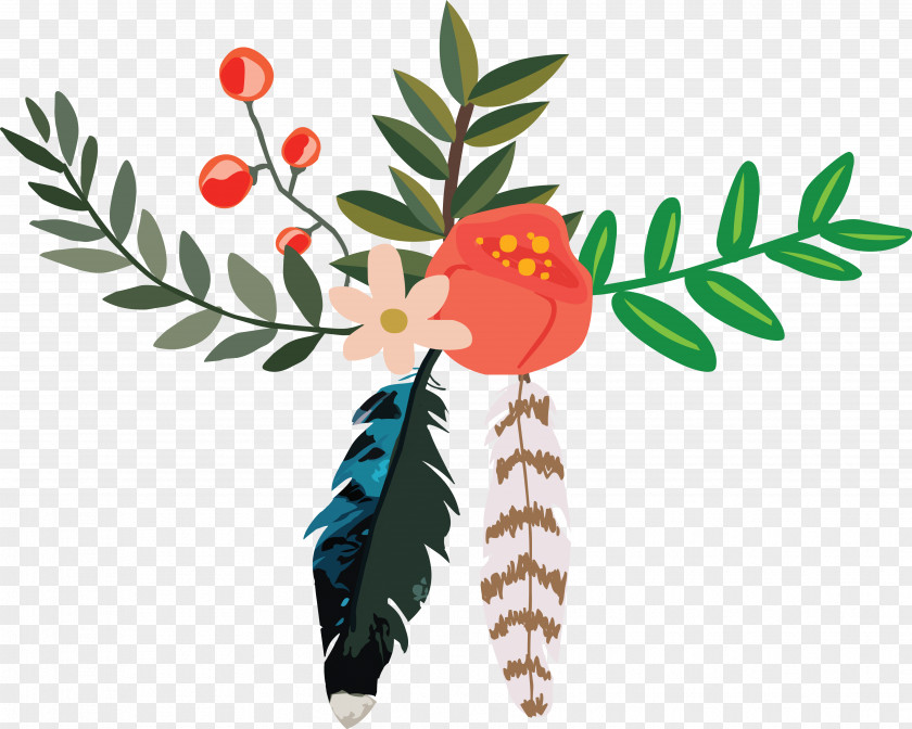 Flowers And Feathers Flower Feather PNG