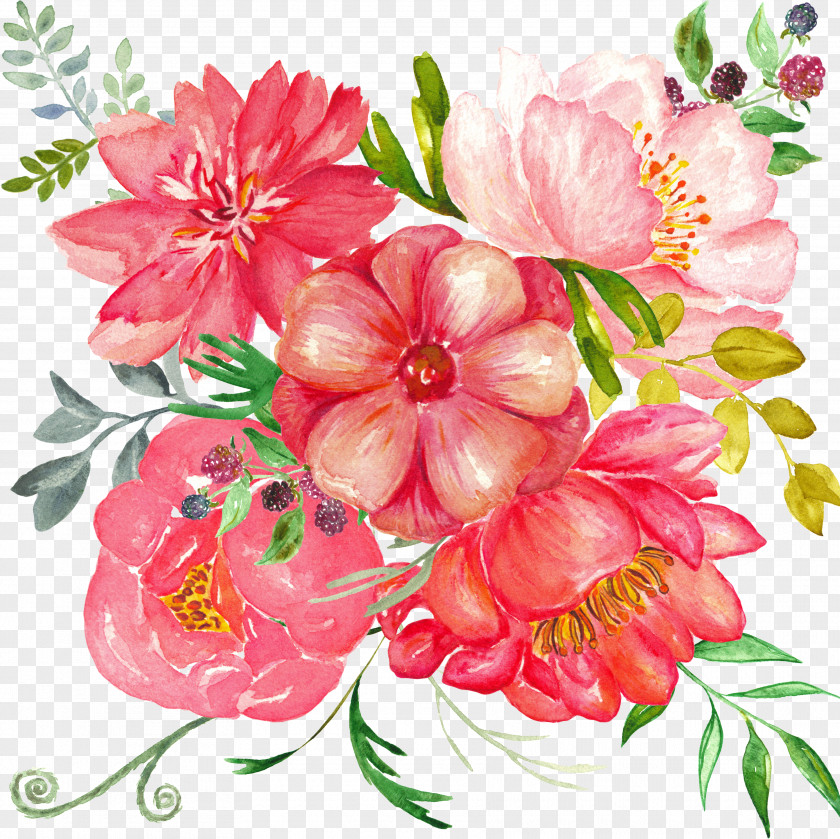 Floristry Watercolor Paint Bouquet Of Flowers Drawing PNG