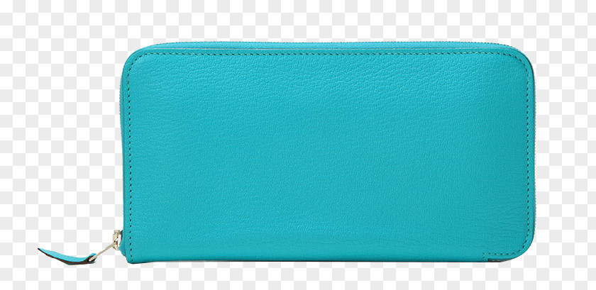 HERMES (Hermes) Blue Zipper Wallet Turquoise Rectangle PNG
