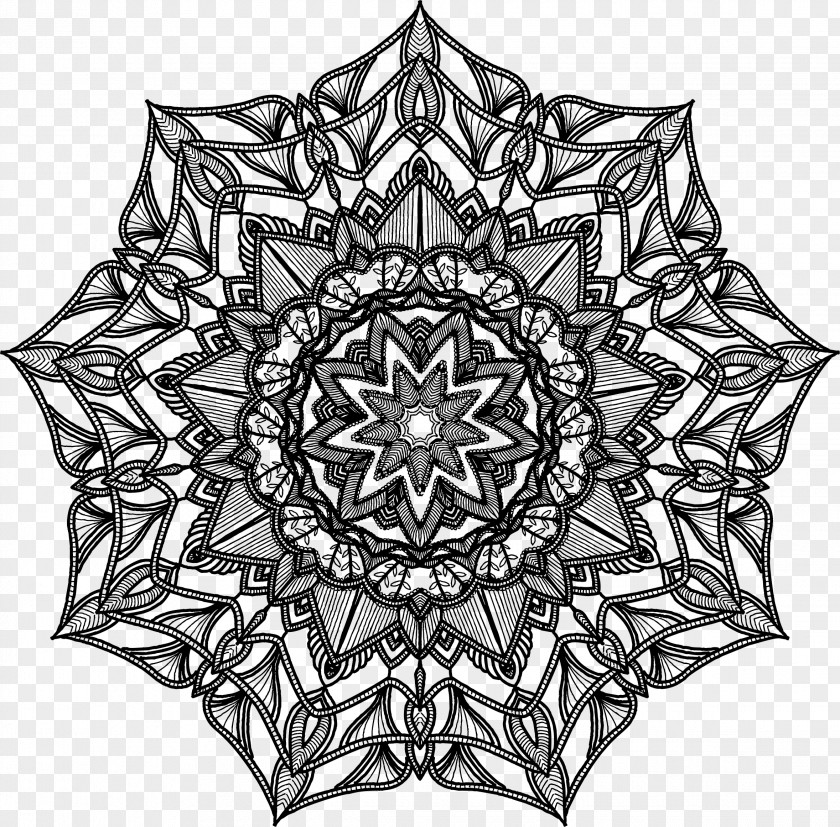 Hinduism Mandala Drawing Black And White Geometry Visual Arts PNG