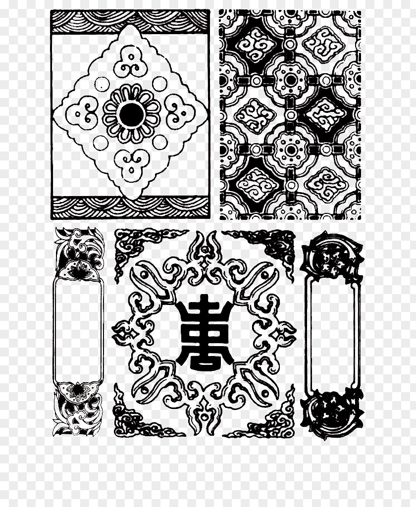 China Wind Pattern Frame Motif Chinoiserie PNG