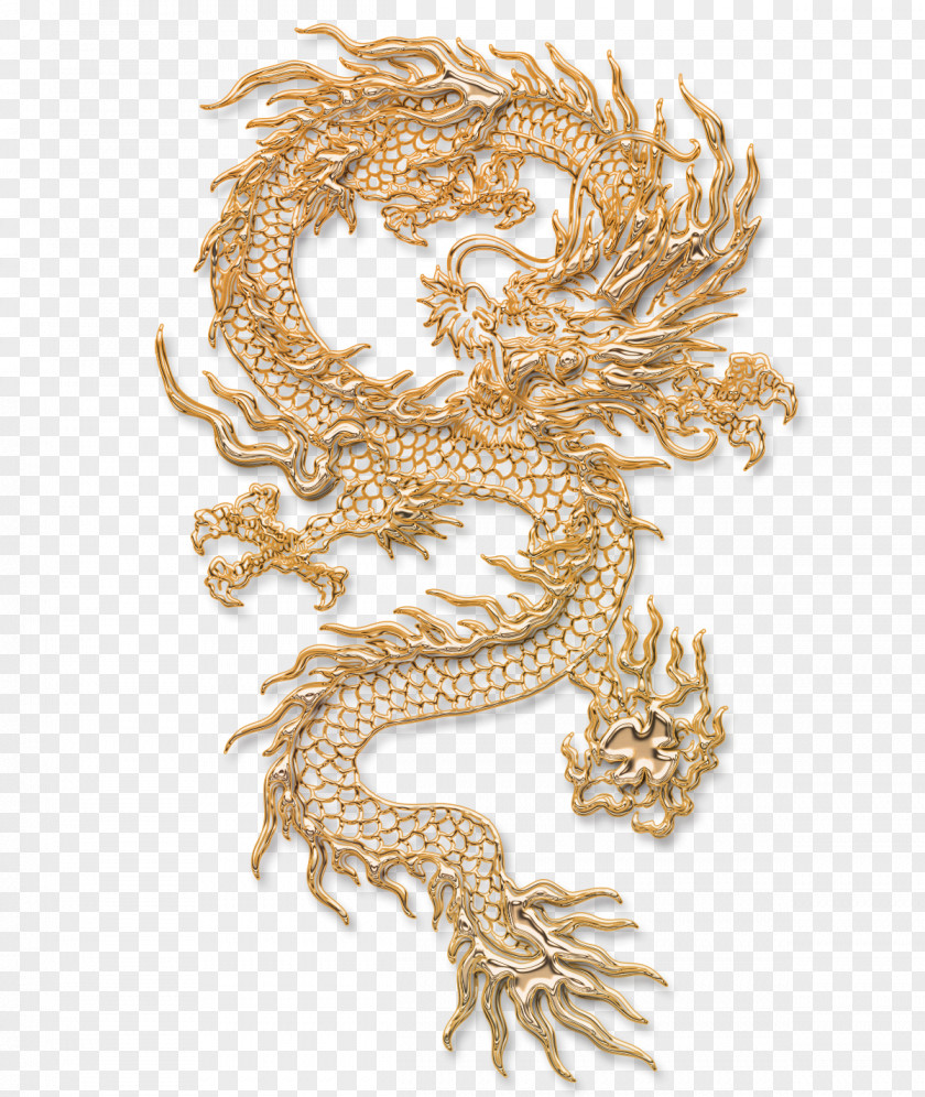 Chinese Dragon Carving Tattoo Illustration PNG