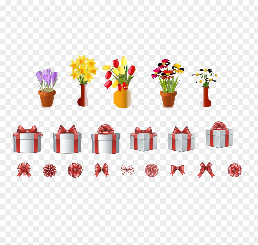 Gift Petal Flowerpot Pattern PNG