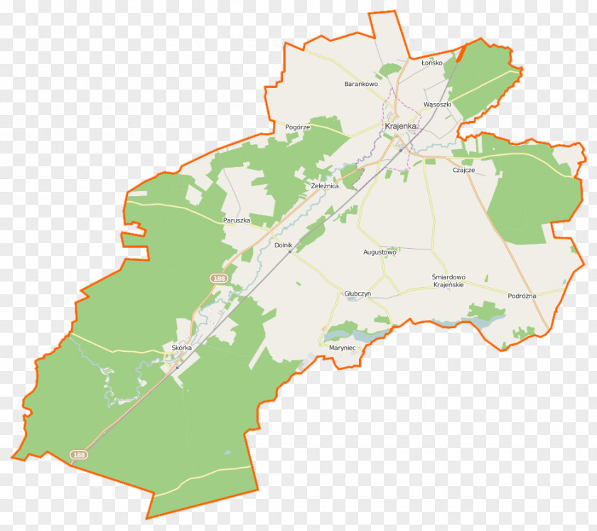 Map Skórka Głubczyn Pogórze, Greater Poland Voivodeship Czajcze, Złotów County Śmiardowo Krajeńskie PNG