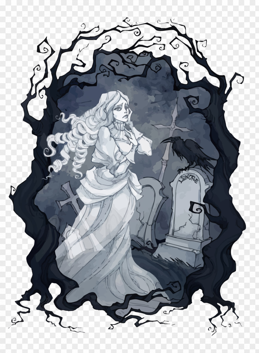 Vector Ghost Of The Cemetery Lenore : Noogies Raven Morella Illustration PNG