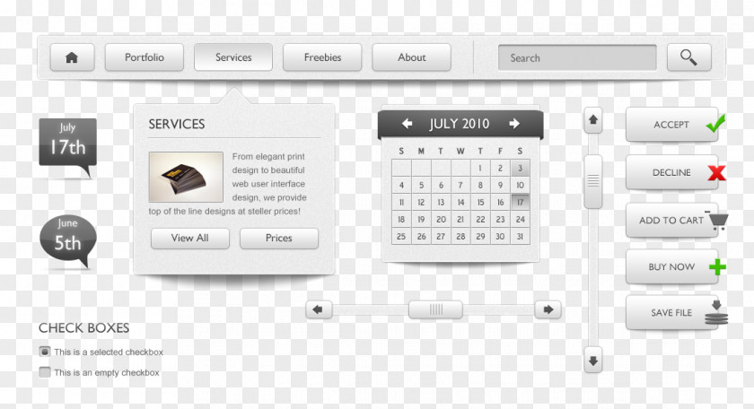 Black And White Gray Minimalist Web Design User Interface Page Button PNG
