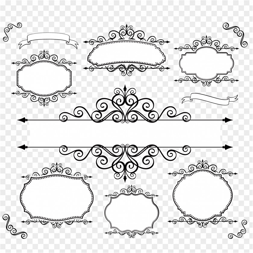 Lines Lace Vector Material Picture Frame Ornament Clip Art PNG