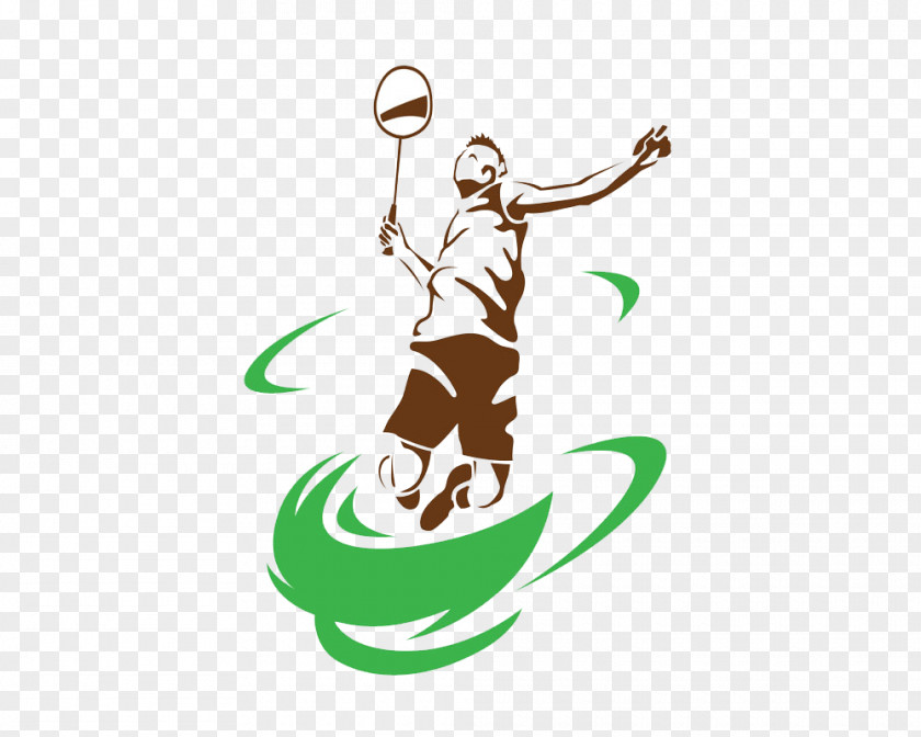 Badminton Player HD Buckle Material Smash Logo Illustration PNG