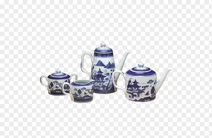 Chinese Tea Tableware Porcelain Teapot Blue And White Pottery Ceramic PNG