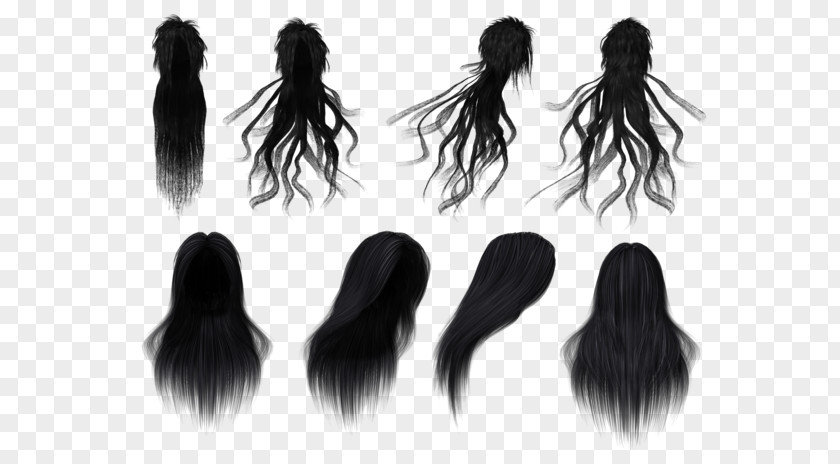 Hair Long Black Coloring PNG