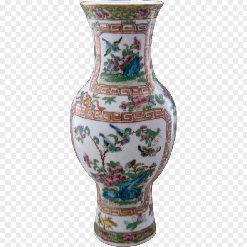 Hand-painted Floral Decoration Vase Chinese Ceramics Export Porcelain PNG