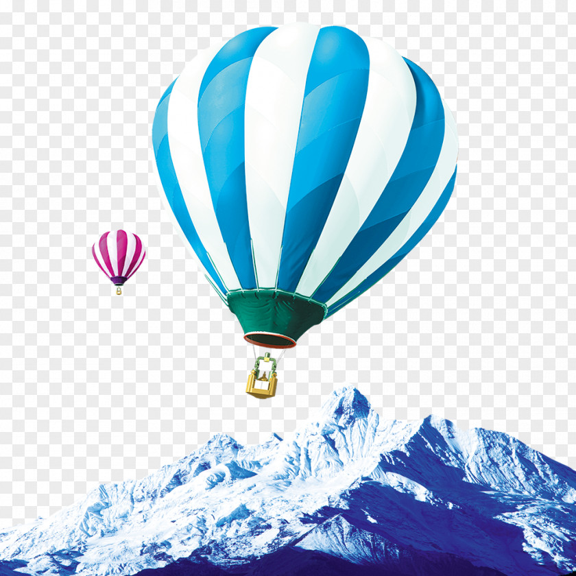 Flying With Iceberg Hot Air Balloon Blue Icon PNG