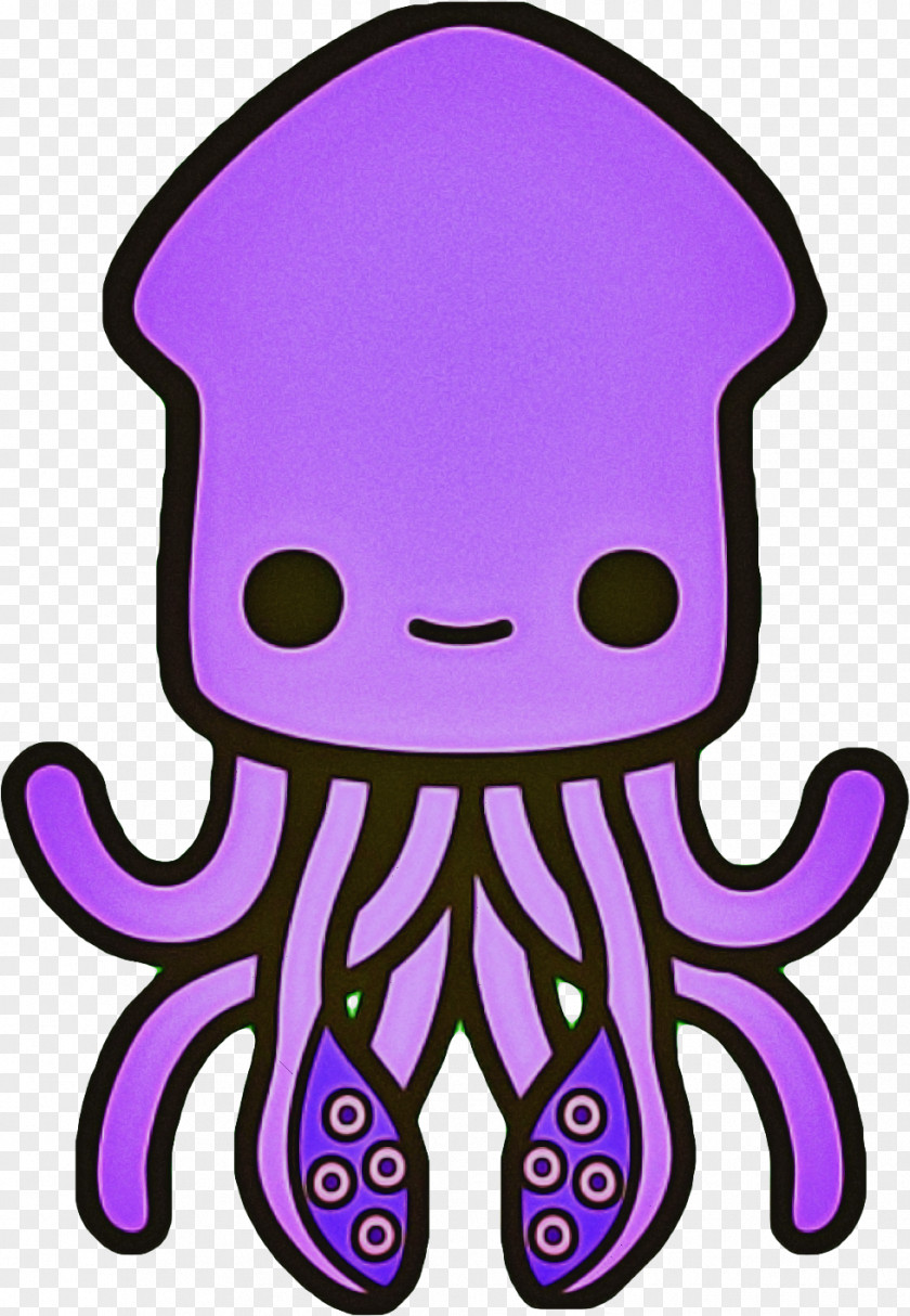 Magenta Cartoon Octopus PNG