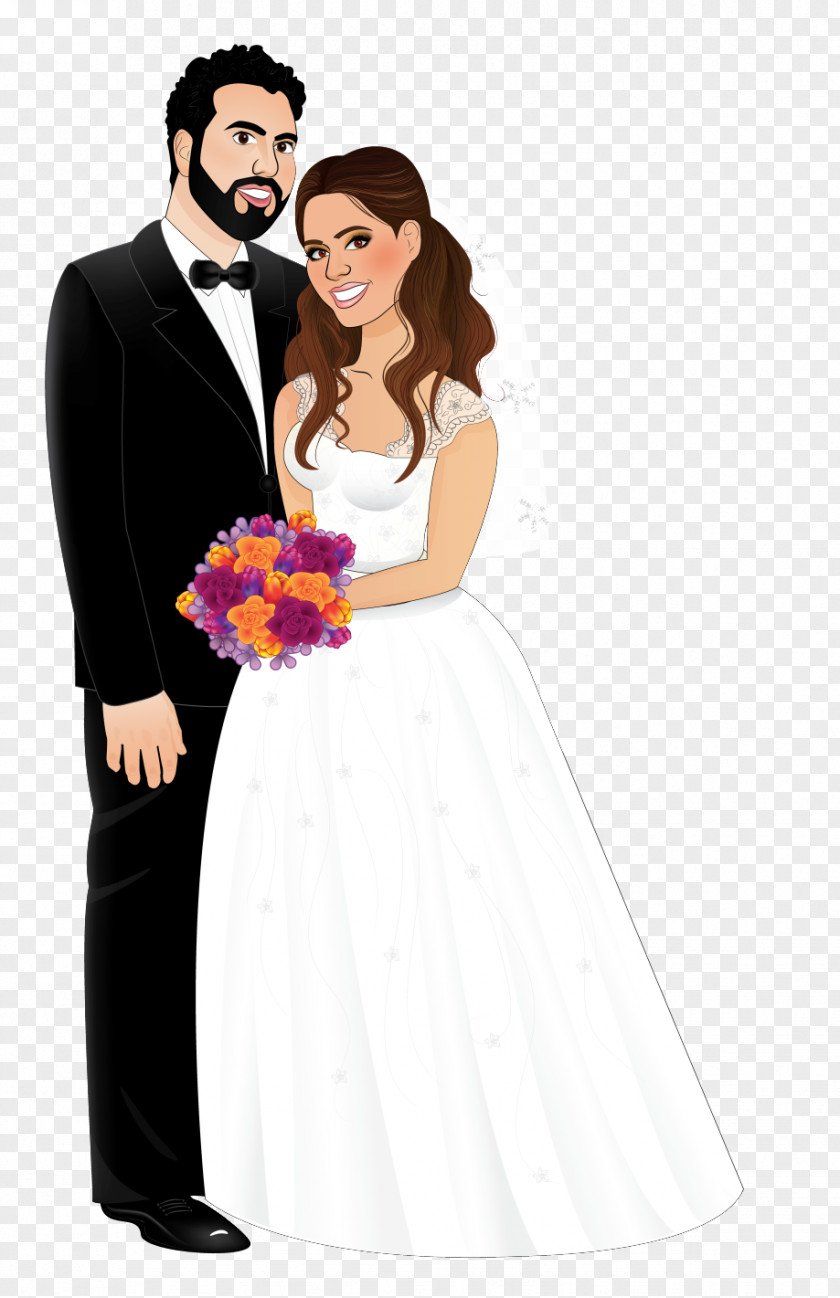 Bride And Groom Wedding Invitation Marriage Dress PNG