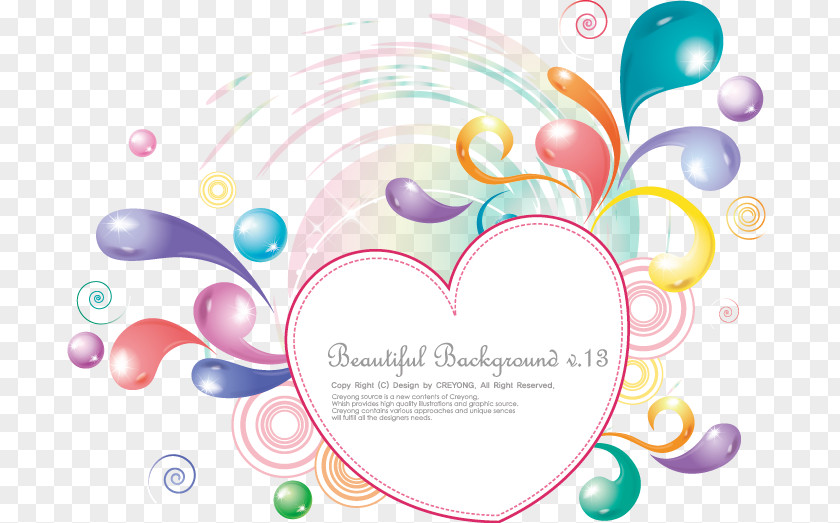 Colorful Abstract Holiday Heart-shaped Frame PNG
