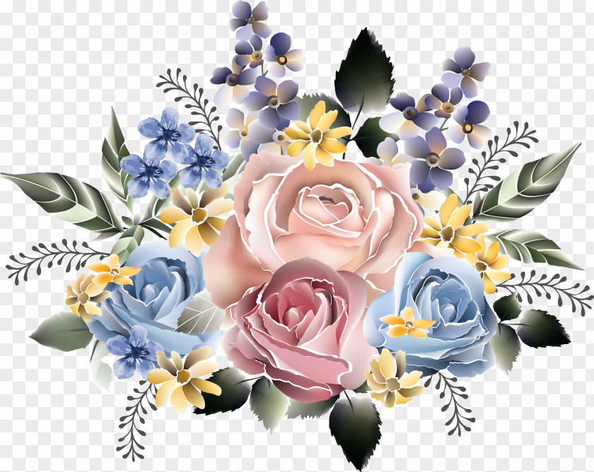 Flower Decoupage Paper Watercolor Painting PNG