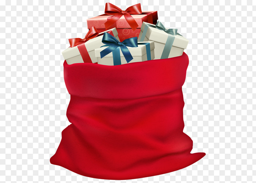 Santa Claus Gift Bag Christmas PNG