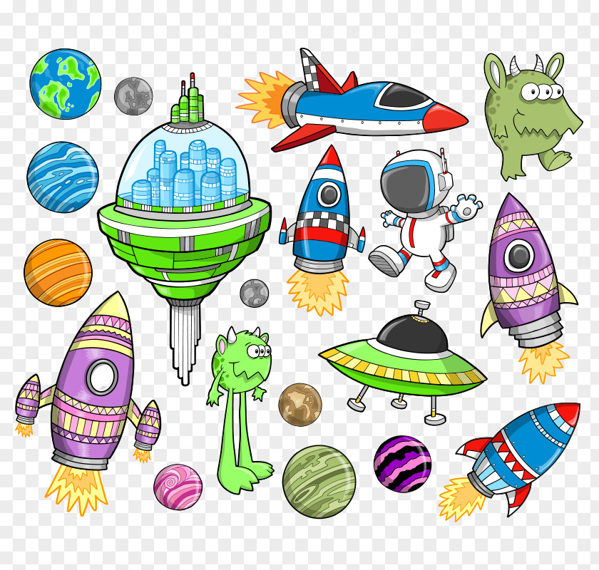 Space Elements Spacecraft Outer Cartoon Illustration PNG