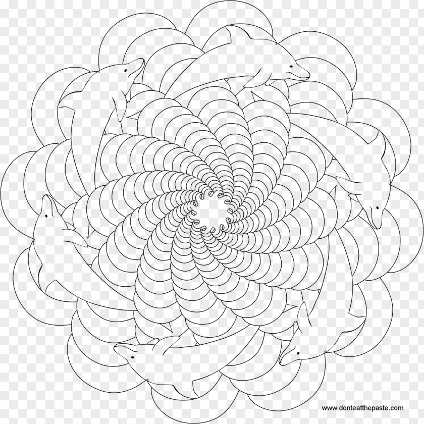 Dolphin Coloring Book Mandala Child PNG