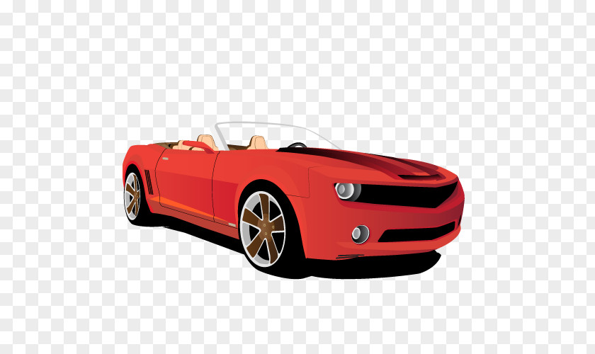 Vector Red Sports Car Cartoon Driving PNG