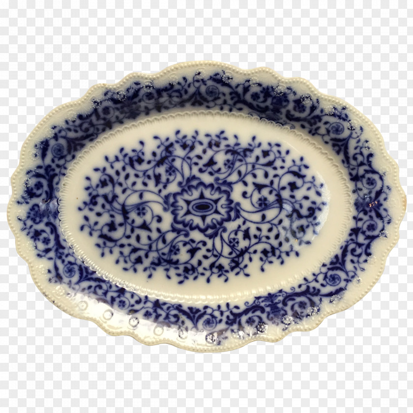 Blue And White Porcelain Plate Pottery Oval PNG