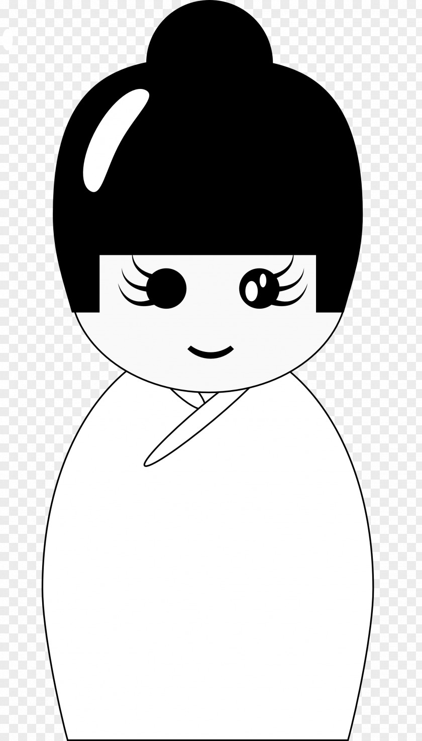 Japan Black And White Doll Drawing Clip Art PNG