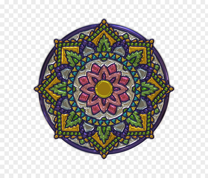 Stained Glass Mandala Illustration PNG