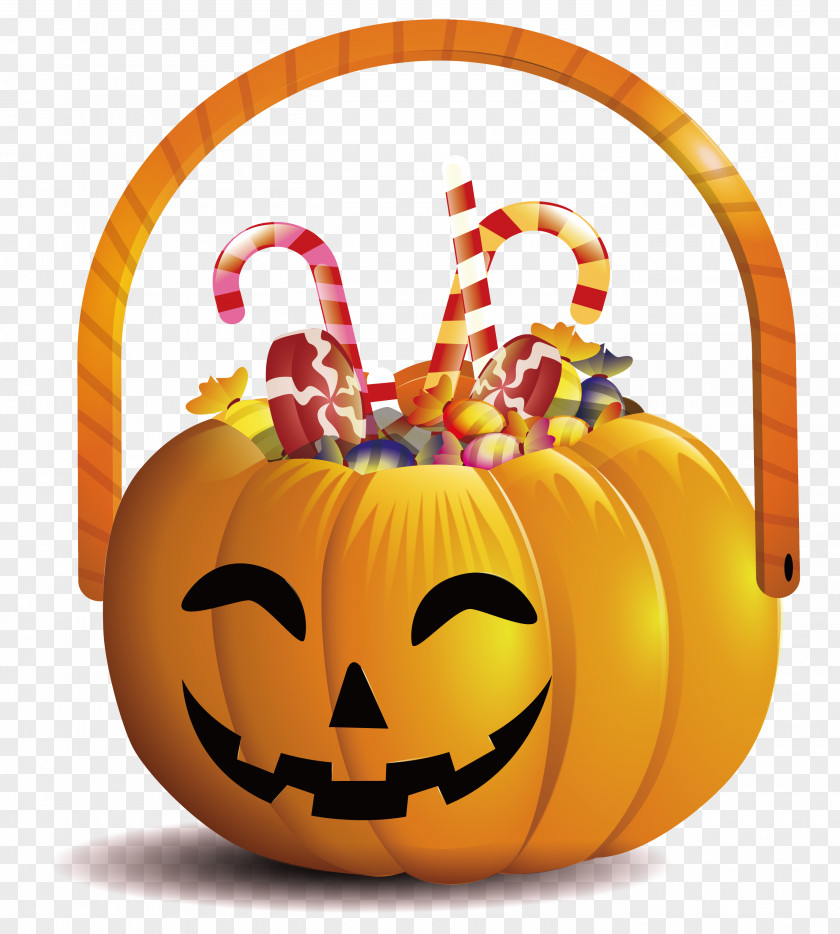 Pumpkin Head Basket Jack-o'-lantern Candy PNG
