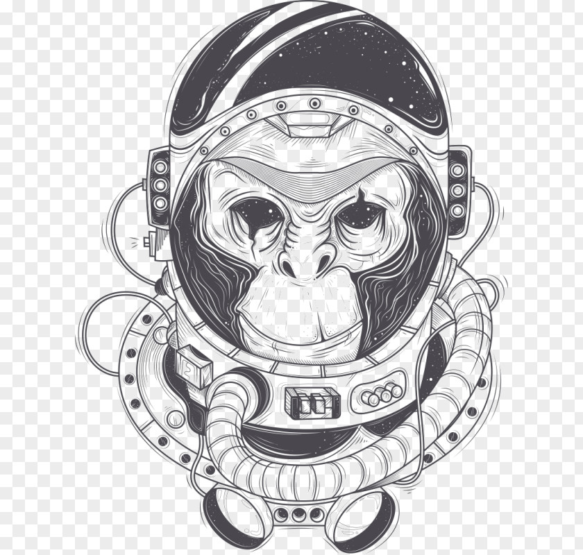 Astronaut Chimpanzee Drawing PNG