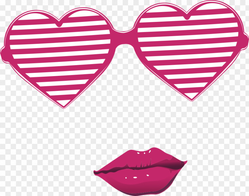 Vector Heart Glasses And Red Lips Stock Photography Royalty-free PNG