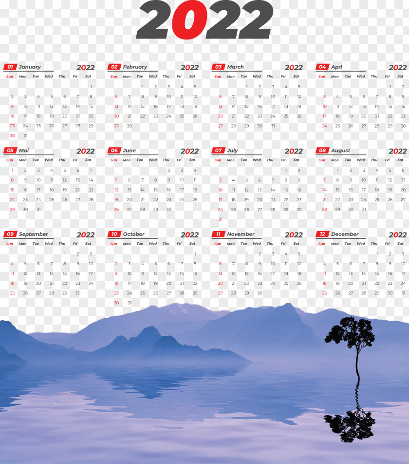 Printable 2022 Calendar 2022 Calendar Printable PNG