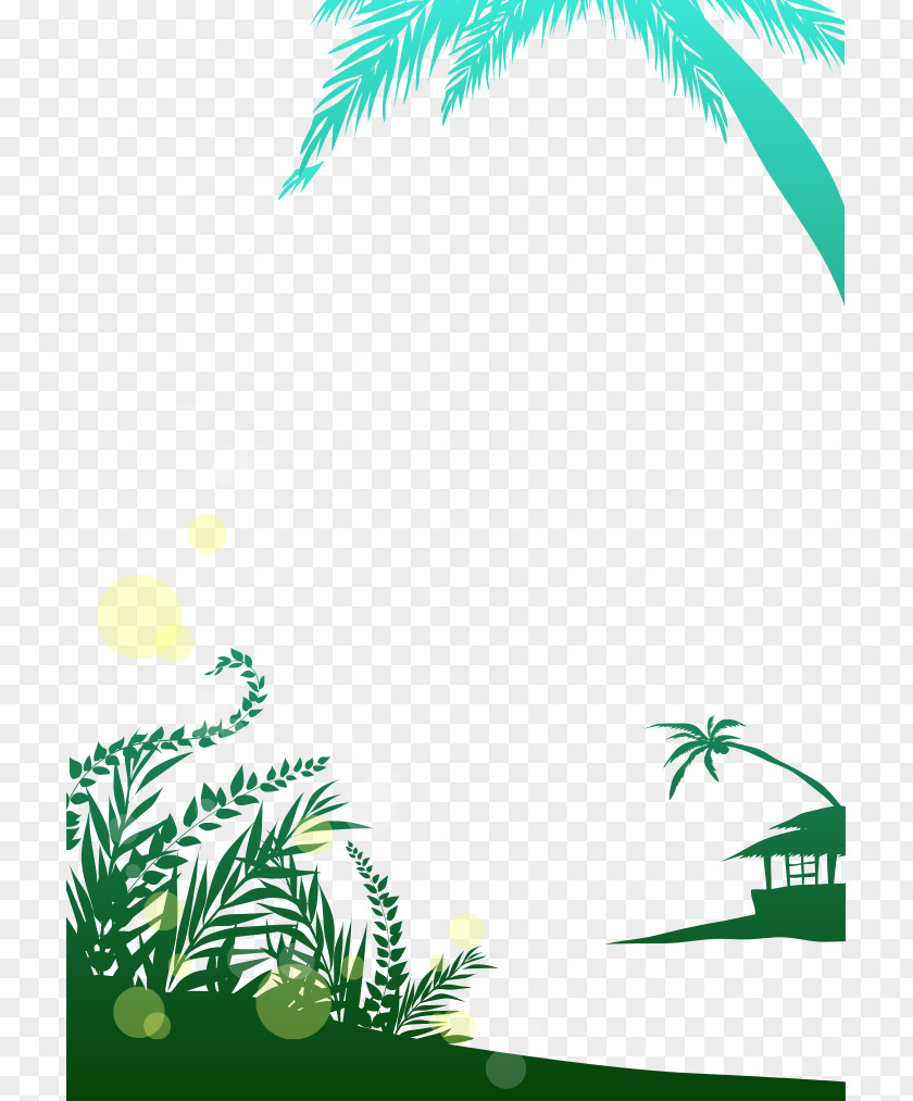 Cartoon Painted Green Coconut Grass Arecaceae Drawing Tree PNG