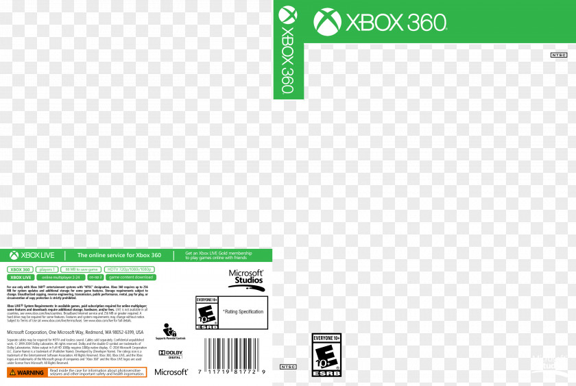 Cover Xbox 360 One Video Game Games Store PNG
