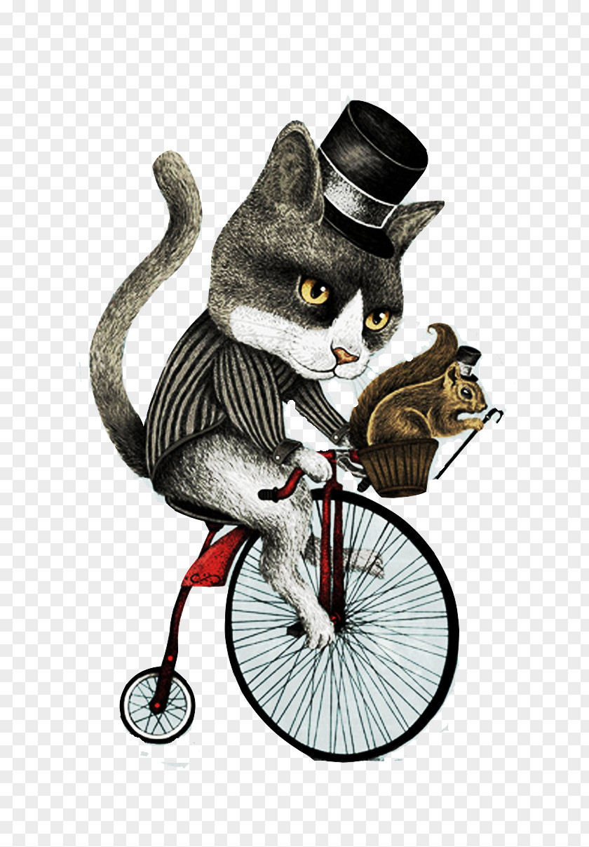Free Cat Cyclist To Pull Material T-shirt Whiskers Top Illustration PNG
