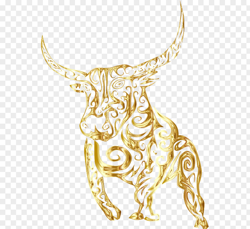 GOLD LINE Tattoo Line Art Cattle Clip PNG