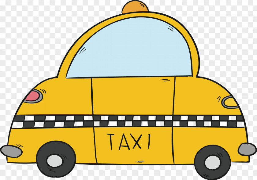 Yellow Cute Taxi Car Icon PNG