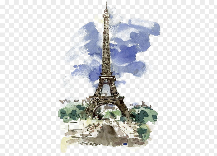 Eiffel Tower Watercolor Painting Work Of Art Illustration PNG