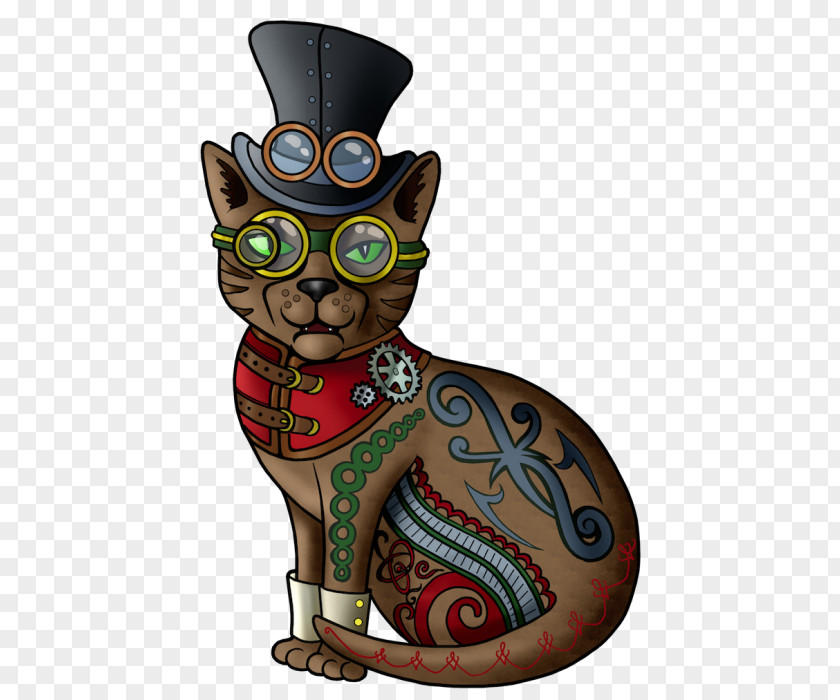 Cat Eating Cartoon Steampunk Kitten PNG