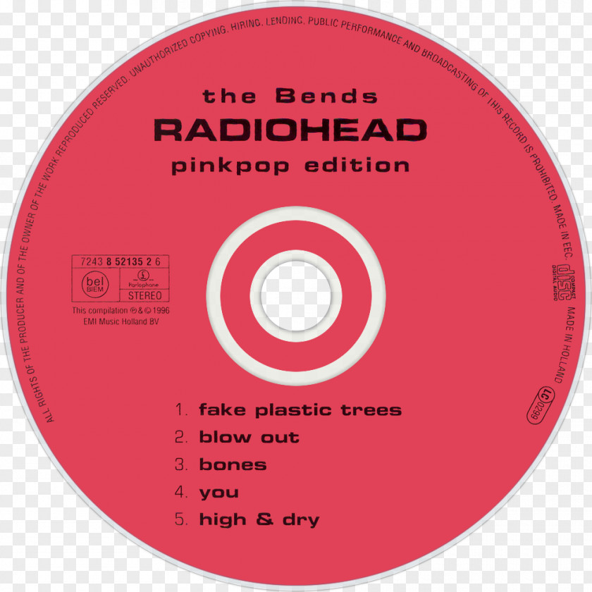 Radiohead Compact Disc The Bends (Pinkpop Edition) Fake Plastic Trees PNG