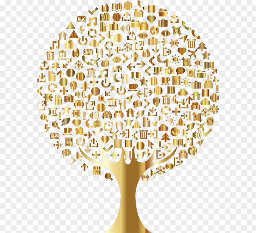 Gold Background Tree Drawing Clip Art PNG
