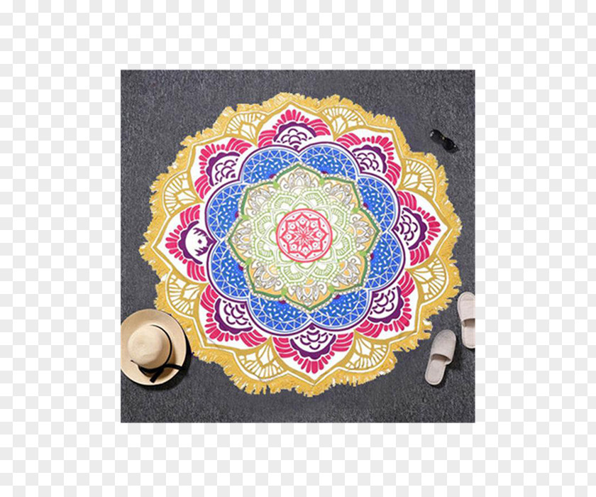 Round Mandala Towel Tapestry Meditation Mat PNG