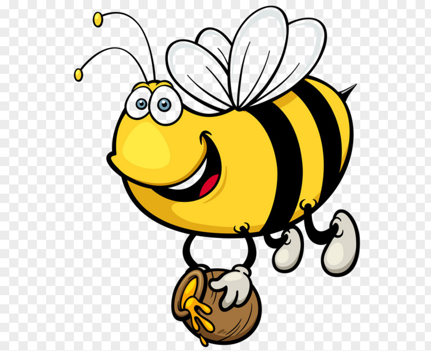 Bee Honey Pot Cartoon Insect Illustration PNG