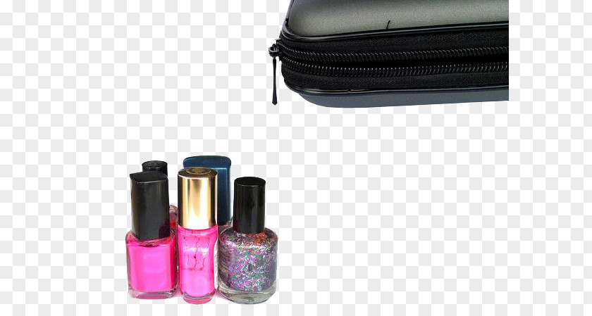 Multicolor Nail Polish And Makeup Bag Cosmetics Red Lipstick PNG