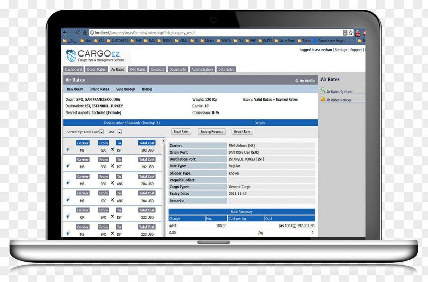 Freight Forwarding Agency Rate Cargo Organization Computer Program PNG