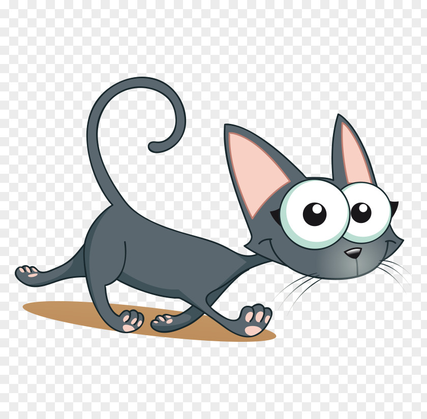 Hand-painted Cartoon Cute Cat Walk Kitten Drawing PNG
