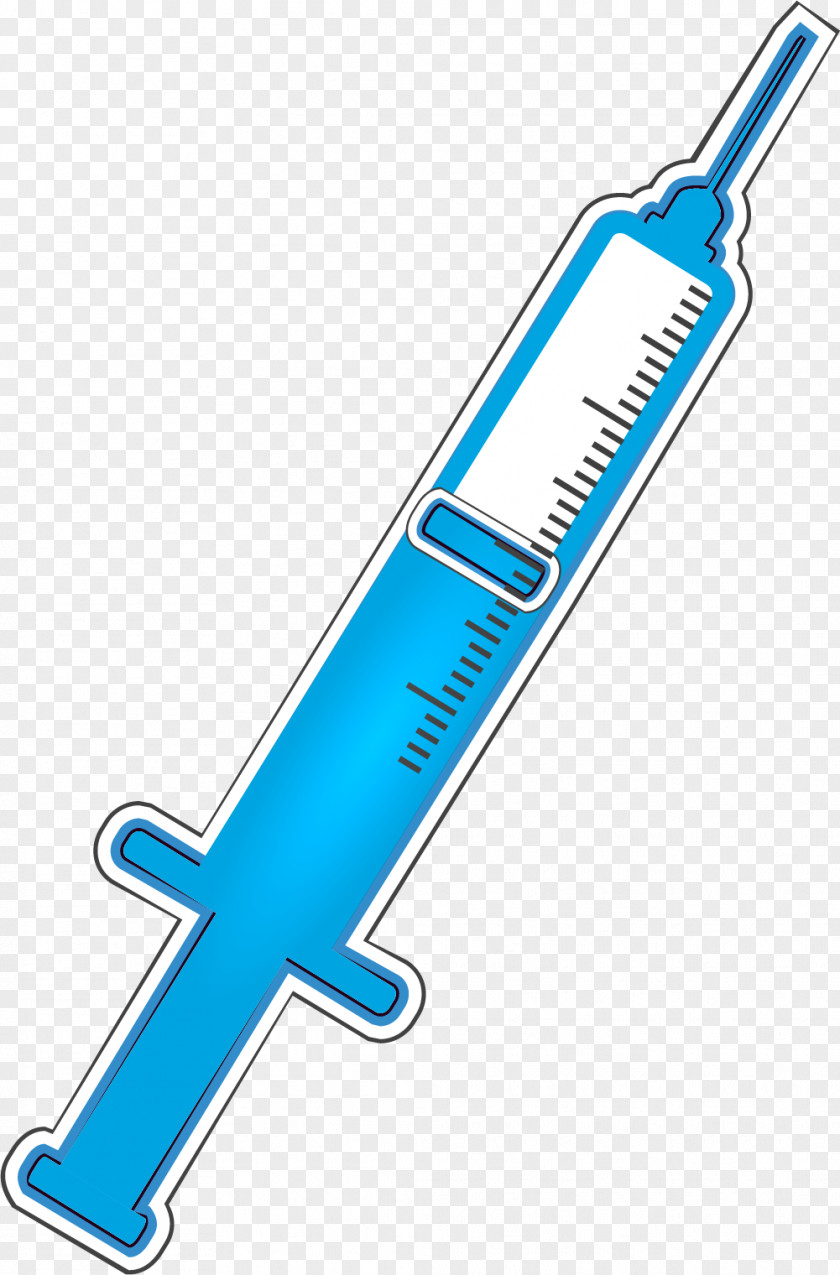 Cartoon Blue Syringe Sewing Needle PNG